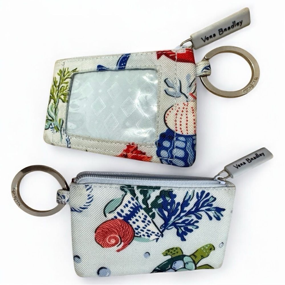 Vera Bradley Sea Life ID Coin Purse Wallet Keychain – Beachy Ocean Print
